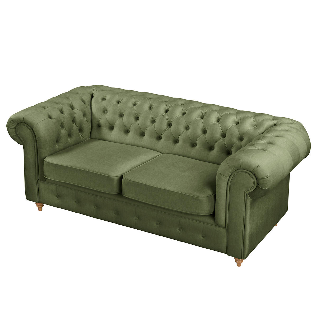 2-SITZER-SOFA Laura in Mikrofaser Dunkelgrün  - Dunkelgrün/Braun, Design, Holz/Textil (190/75/91cm) - P & B