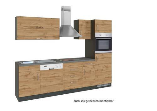 KÜCHENBLOCK 270 cm in Eichefarben - Eichefarben/Anthrazit, MODERN (270cm) - Held