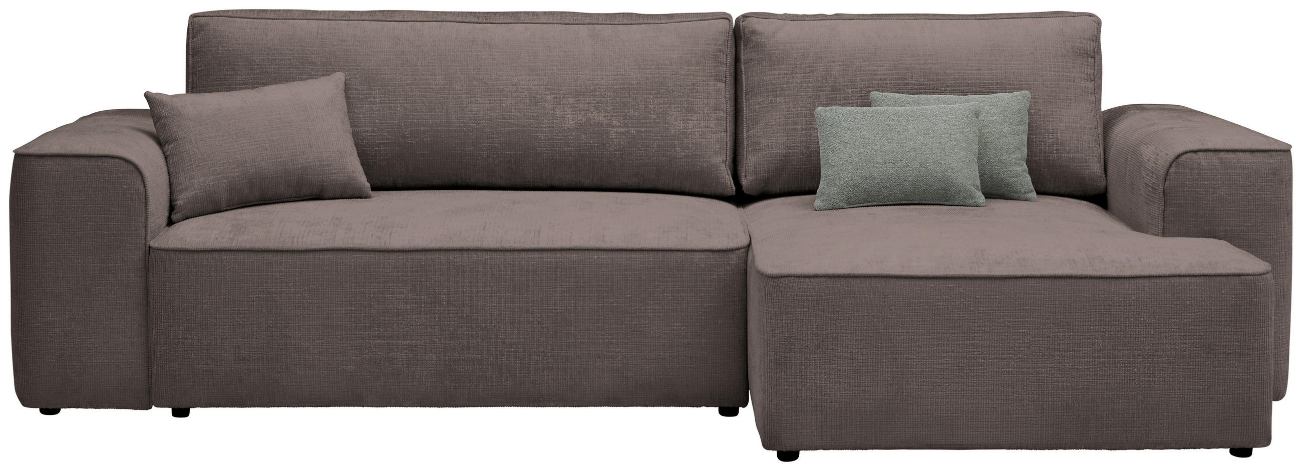 ECKSOFA in Plüsch Graubraun  - Graubraun/Blaugrau, Design, Kunststoff/Textil (288/152cm) - Xora