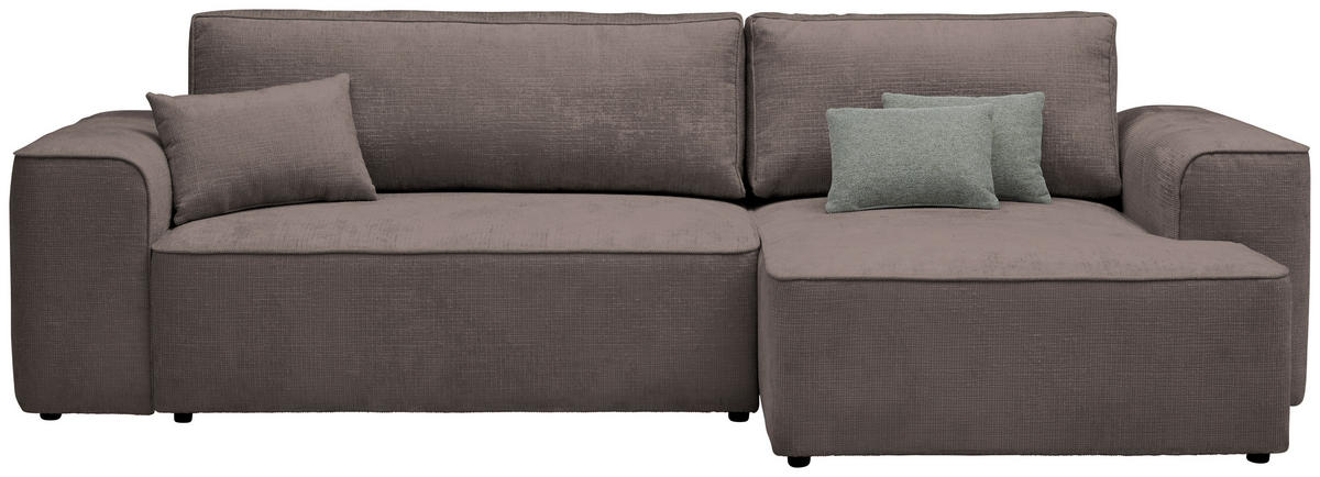 ECKSOFA in Plüsch Graubraun  - Graubraun/Blaugrau, Design, Kunststoff/Textil (288/152cm) - Xora