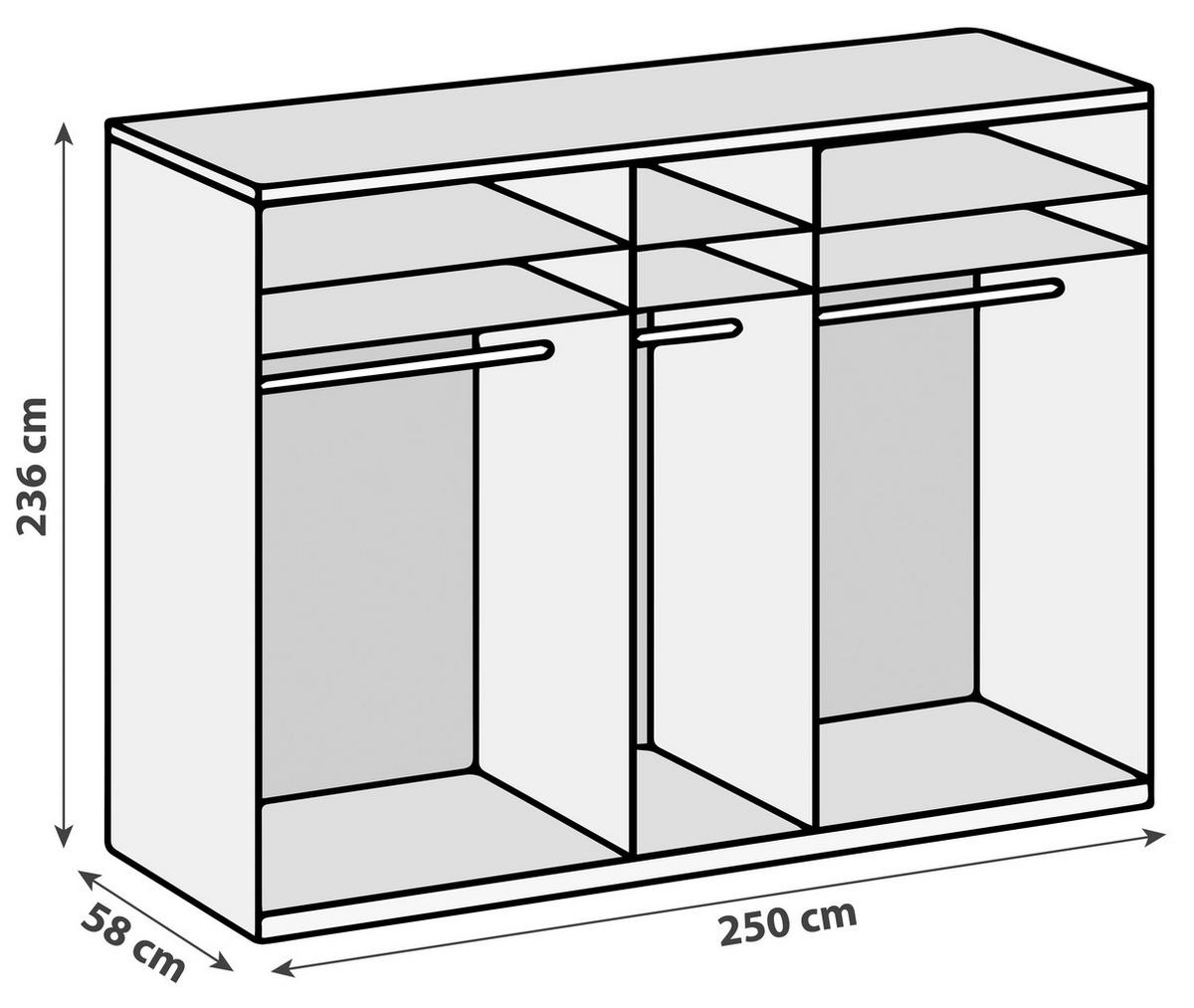DREHTÜRENSCHRANK in Eichefarben, Weiss  - Chromfarben/Weiss, Modern, Glas/Holzwerkstoff (250/236/58cm) - MID.YOU
