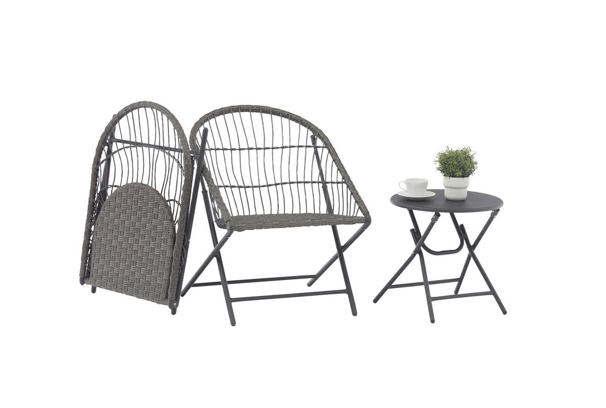 BALKONSET Anthrazit 3-teilig  - Anthrazit, KONVENTIONELL, Kunststoff/Metall