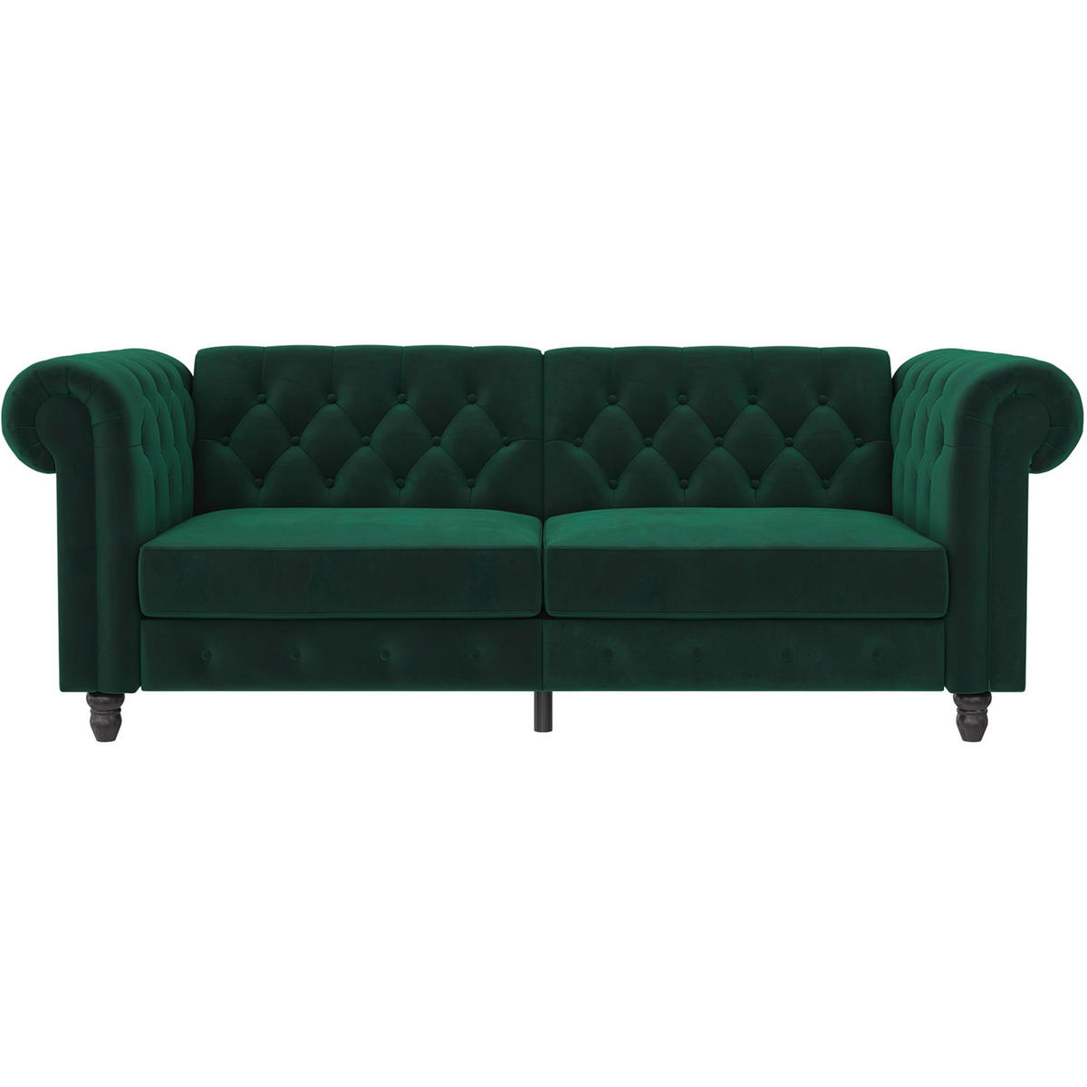 SCHLAFSOFA FIRENZE in Velours Dunkelgrün Vintage, Skandinavisch, Modern  - Dunkelgrün/Schwarz, Basics, Holz/Textil (236/83/87cm) - Livetastic