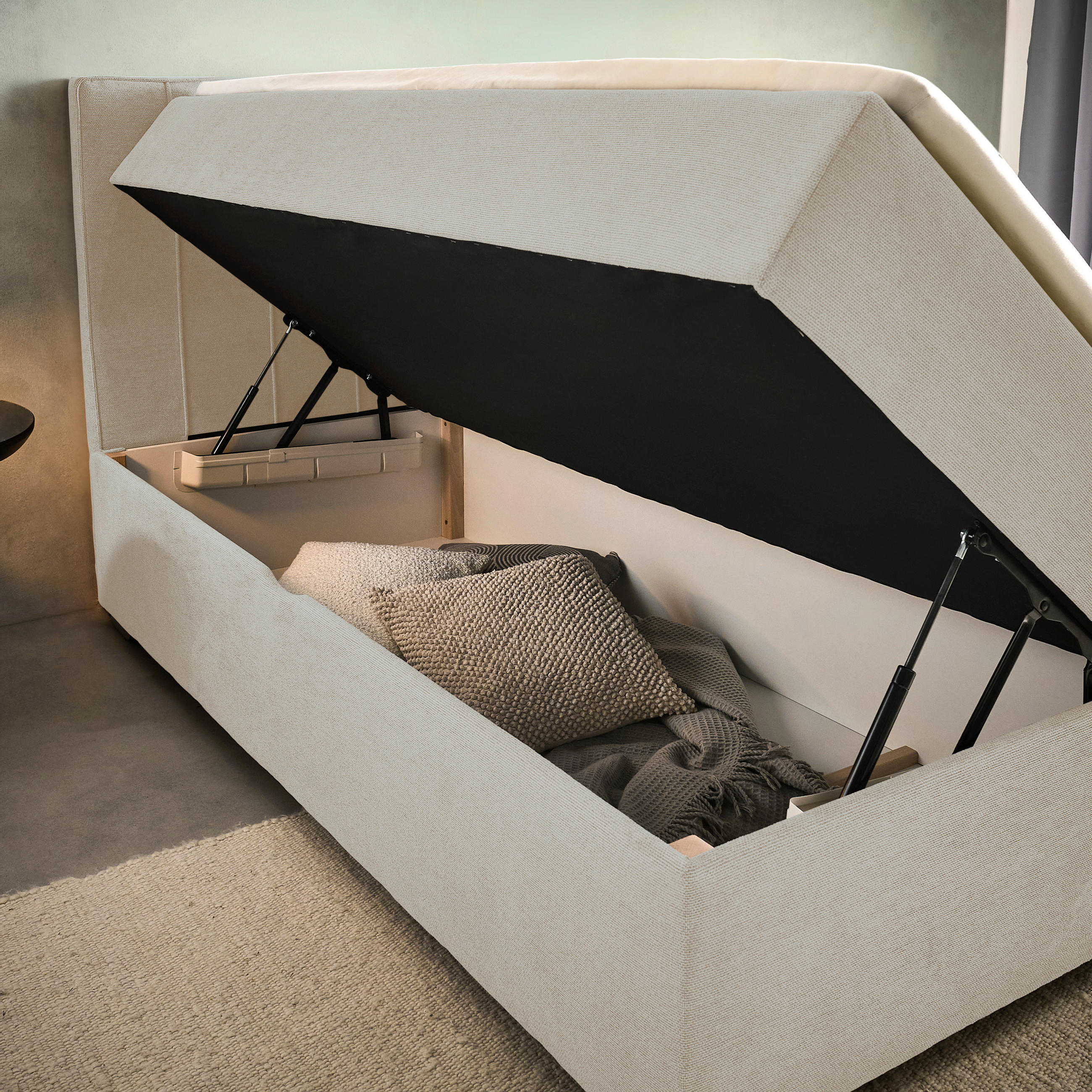 BOXBETT 180/200 cm  in Creme  - Chromfarben/Creme, Trend, Kunststoff/Textil (180/200cm) - Boxxx