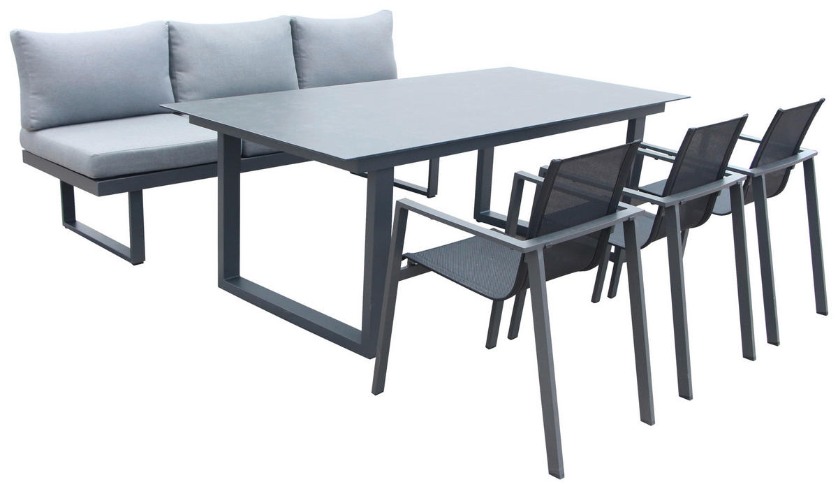 LOUNGEGARNITUR Aluminium  - Anthrazit/Grau, MODERN, Kunststoff/Metall (210/68/77/76cm) - Ambia Garden