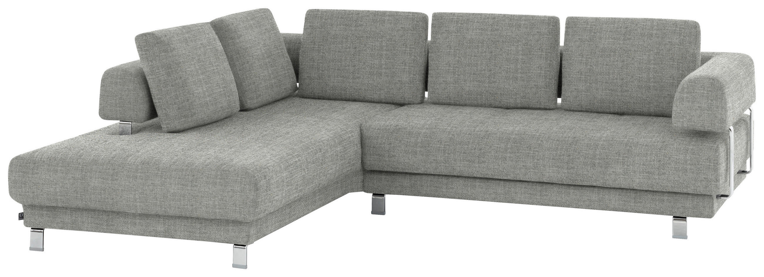 ECKSOFA Hellgrau Chenille  - Hellgrau, Design, Textil/Metall (235/277cm)