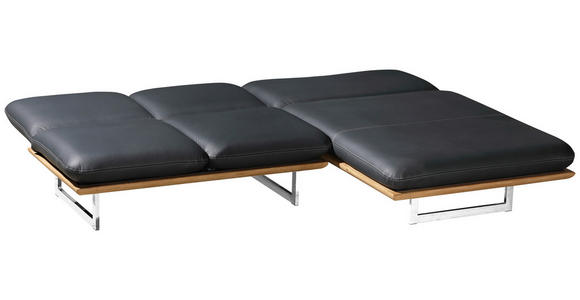 OTTOMANE  in Echtleder Schwarz  - Chromfarben/Schwarz, Design, Leder/Holz (134/92/165/218cm) - Dieter Knoll