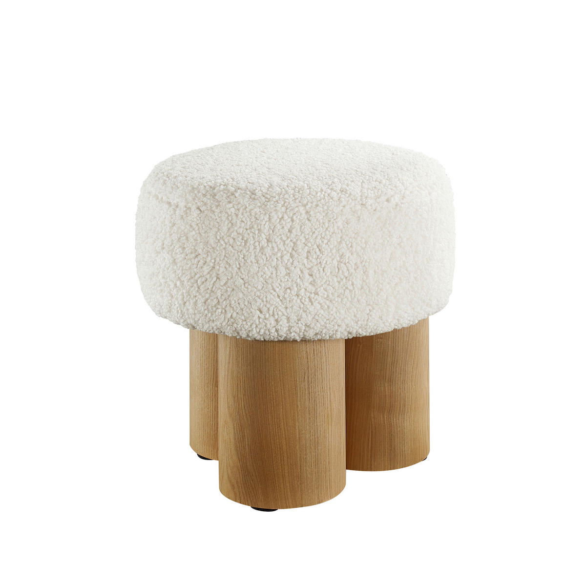 HOCKER Teddystoff Naturfarben, Weiß  - Naturfarben/Weiß, MODERN, Textil (50/49/50cm) - Livetastic