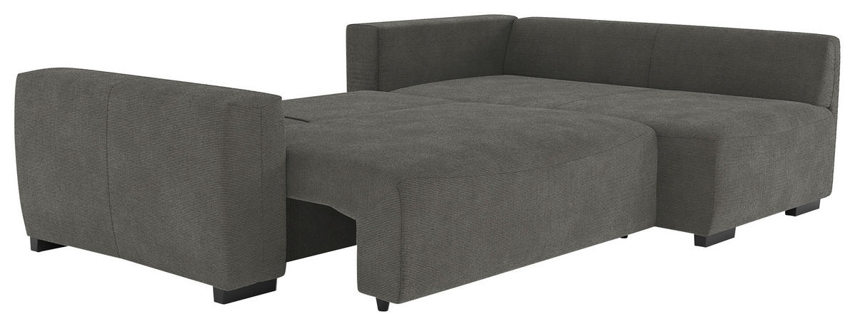 ECKSOFA  in Cord Anthrazit  - Anthrazit/Schwarz, Trend, Kunststoff/Textil (252/170cm) - MID.YOU