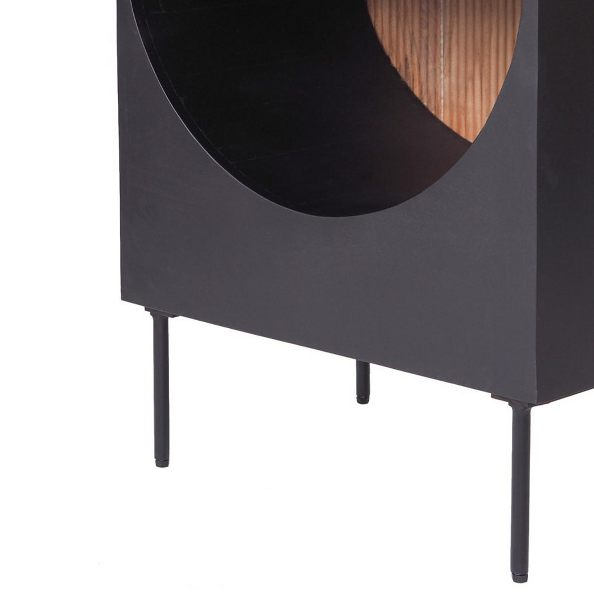 VITRINE  in massiv Akazie Naturfarben, Schwarz  - Schwarz/Naturfarben, KONVENTIONELL, Holz/Metall (63/170/40cm) - Livetastic