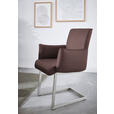 ARMLEHNSTUHL  in Stahl Mikrofaser  - Edelstahlfarben/Dunkelbraun, Design, Holzwerkstoff/Textil (63/91/60cm) - Dieter Knoll