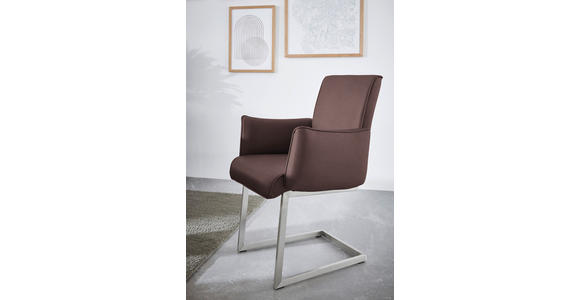 ARMLEHNSTUHL  in Stahl Mikrofaser  - Edelstahlfarben/Dunkelbraun, Design, Holzwerkstoff/Textil (63/91/60cm) - Dieter Knoll