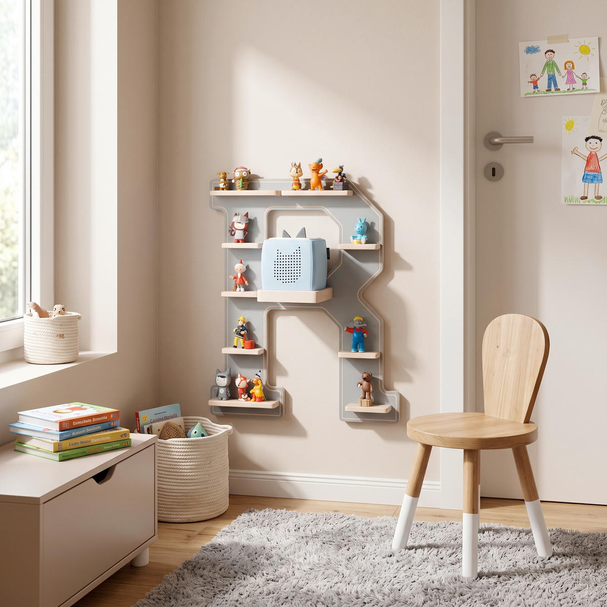 KINDERREGAL  - Grau, Modern, Holzwerkstoff (44/54/19cm) - Livetastic