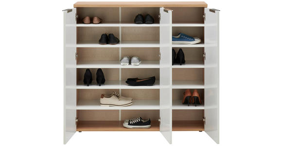 SCHUHSCHRANK 120/115/34 cm  - Chromfarben/Eichefarben, Design, Holzwerkstoff/Kunststoff (120/115/34cm) - Xora