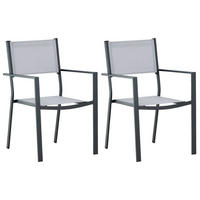 Stapelsessel 2er-Set - Schwarz/Grau, KONVENTIONELL, Textil/Metall (56,5/88/61cm) - Gardenson