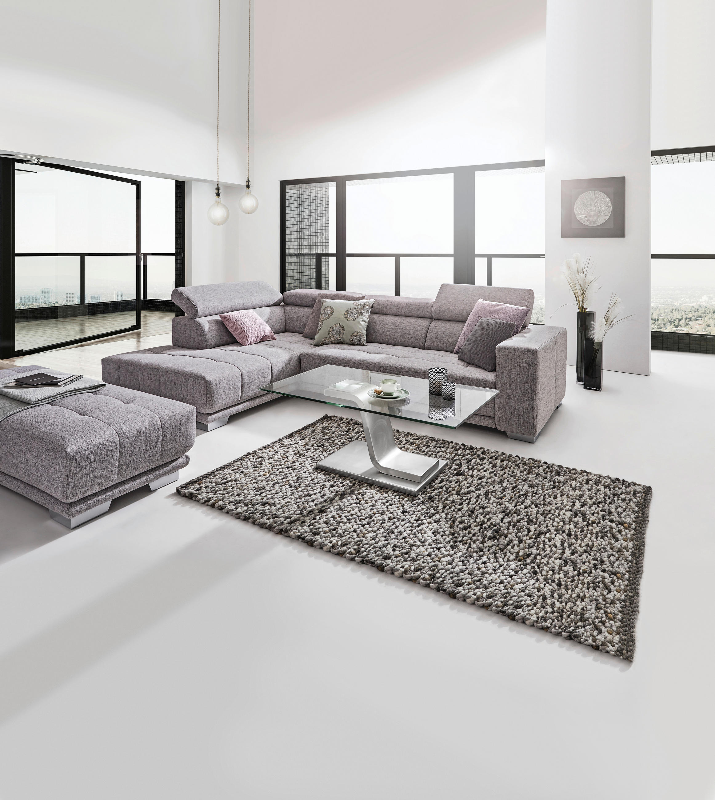 COUCHTISCH rechteckig Nickelfarben 115/65/42 cm - Nickelfarben, Design, Glas/Metall (115/65/42cm) - Novel