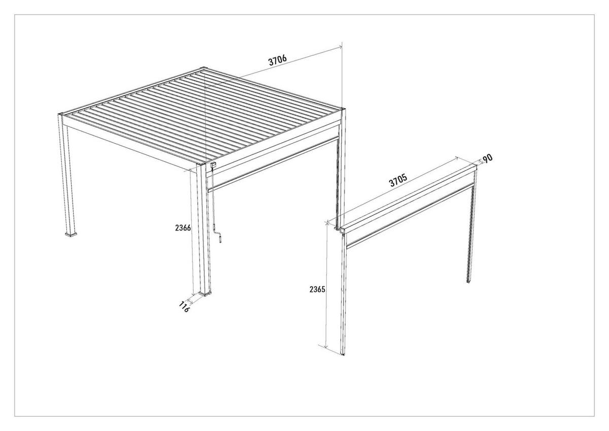PERGOLA-ROLLO 370,5/236,5/9 cm   - Graphitfarben, Basics, Textil/Metall (370,5/236,5/9cm) - Gardenson
