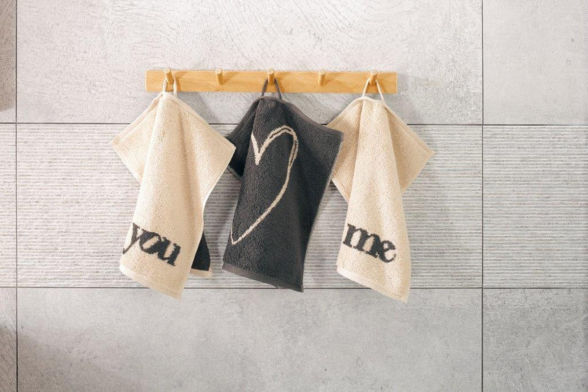 PEŠKIR ZA RUKE Heart Beats  3 dela prirodna boja, crna 30/30 cm  - prirodna boja/crna, Konvencionalno, tekstil (30/30cm) - Cawoe