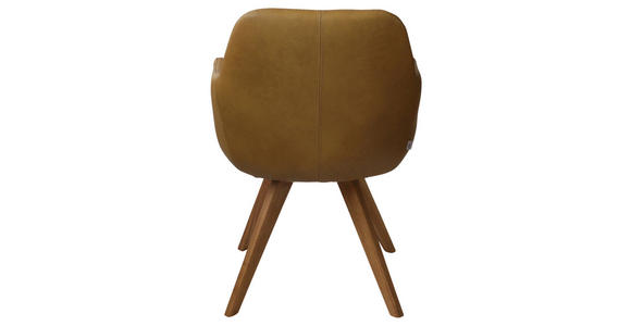 ARMLEHNSTUHL in Echtleder pigmentiert - Eichefarben/Cognac, Design, Leder/Holz (57/85,5/65cm) - Voleo