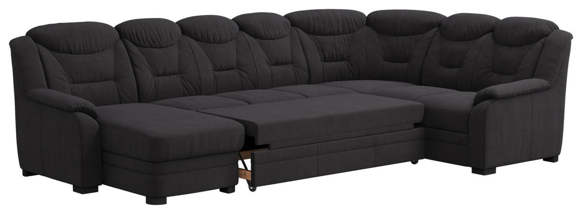 WOHNLANDSCHAFT in Chenille Schwarz  - Schwarz, Basics, Kunststoff/Textil (162/330/211cm) - MID.YOU
