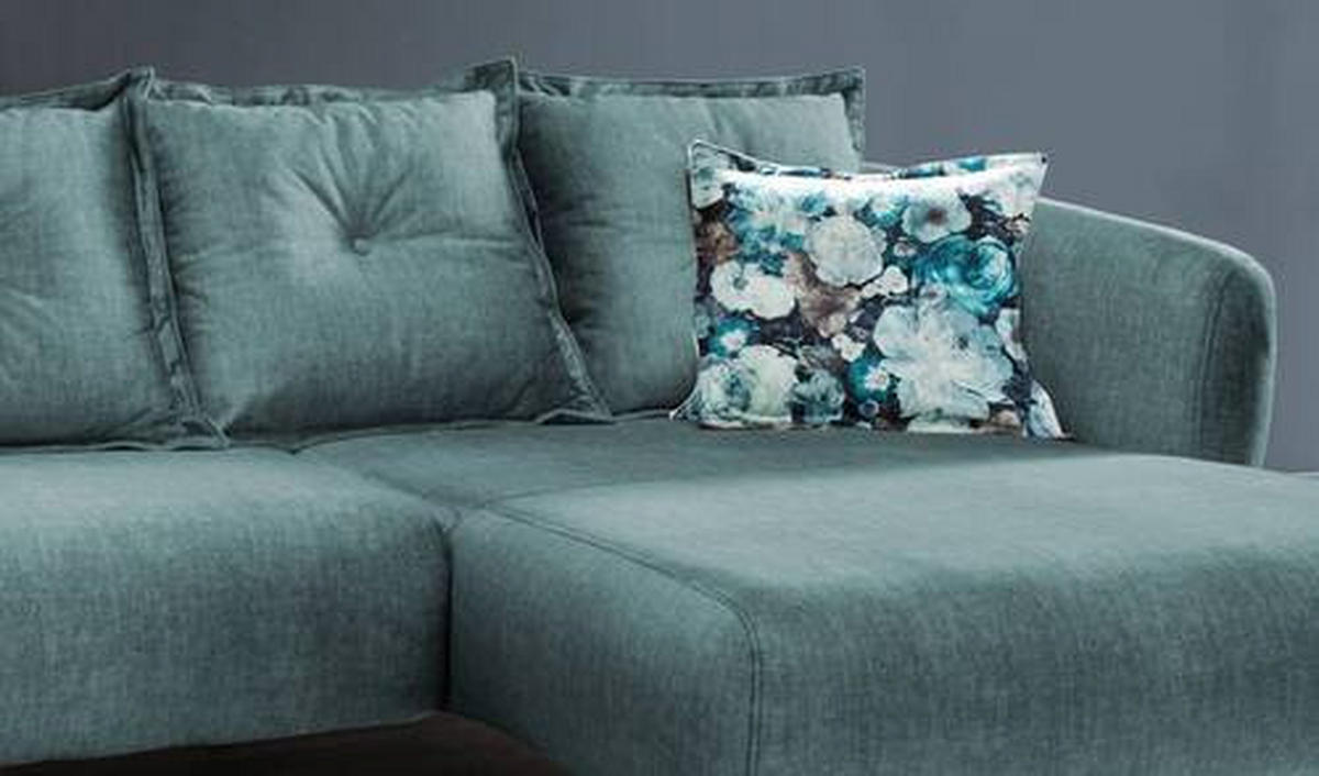 ECKSOFA in Velours Blau, Multicolor  - Blau/Multicolor, Modern, Holz/Textil (277/162cm) - Livetastic