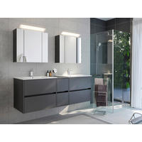 BADEZIMMER 3-teilig  in 170 cm  - Graphitfarben, Trend, Glas/Holzwerkstoff (170cm) - MID.YOU