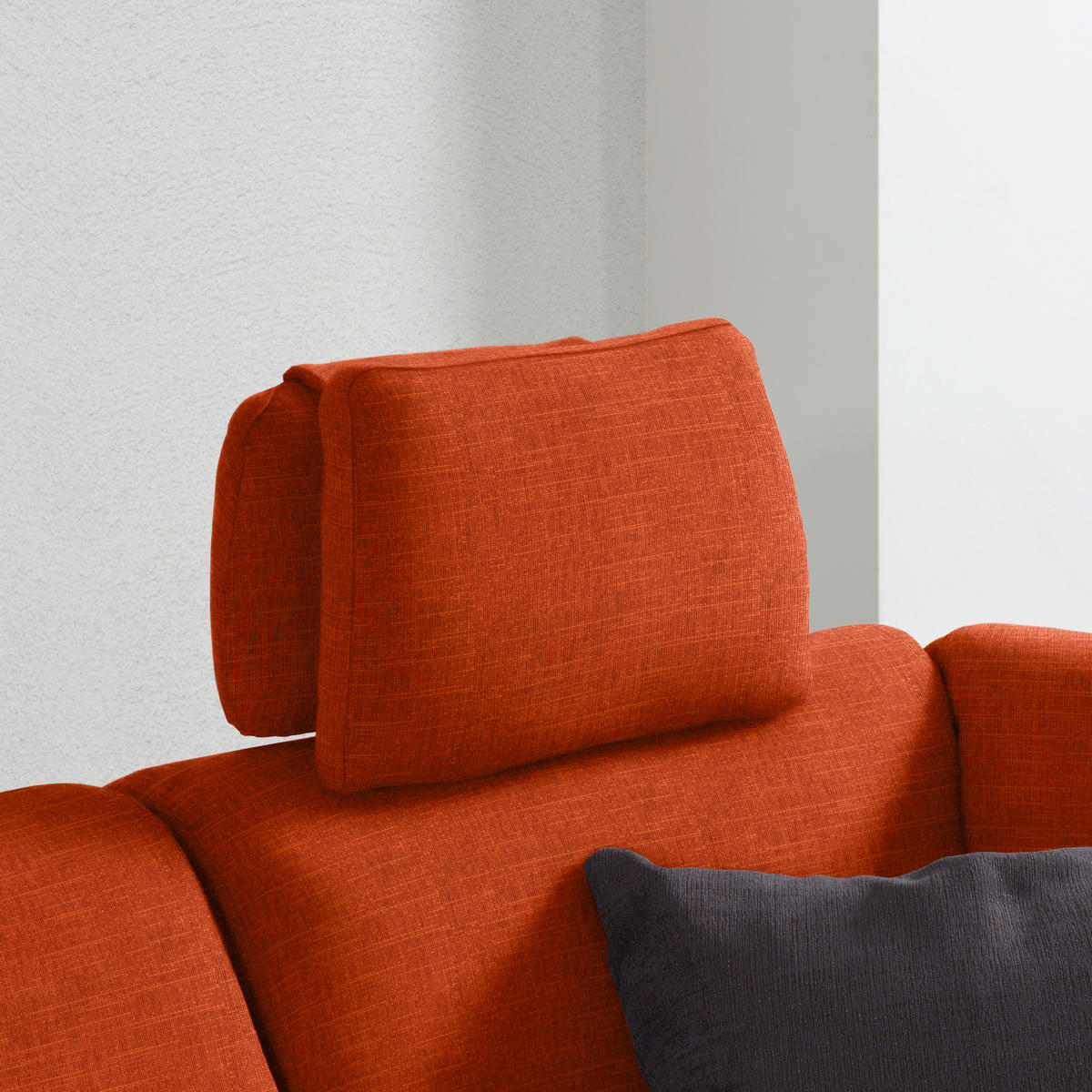 ECKSOFA in Chenille Orange  226/208 cm  - Schwarz/Orange, KONVENTIONELL, Textil (226/208cm) - Sedda