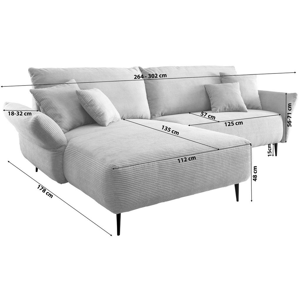 Thumbnail - Livetastic Ecksofa, Graubraun, Textil, 4-Sitzer, Füllung: Schaumstoff, seitenverkehrt montierbar, L-Form, 264-302x178 cm...
