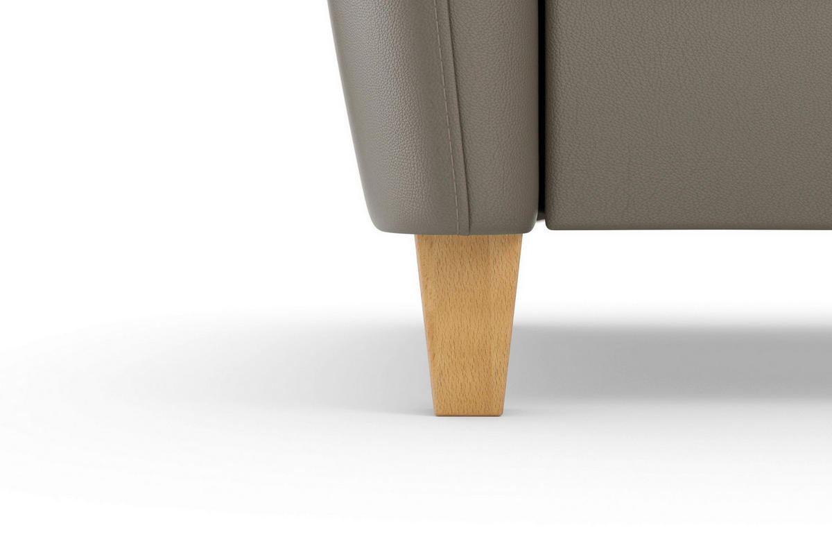 ROHOVÁ SEDAČKA, koža, sivá - sivá/farba duba, Basics, koža/drevo (163/244cm) - Sit & More