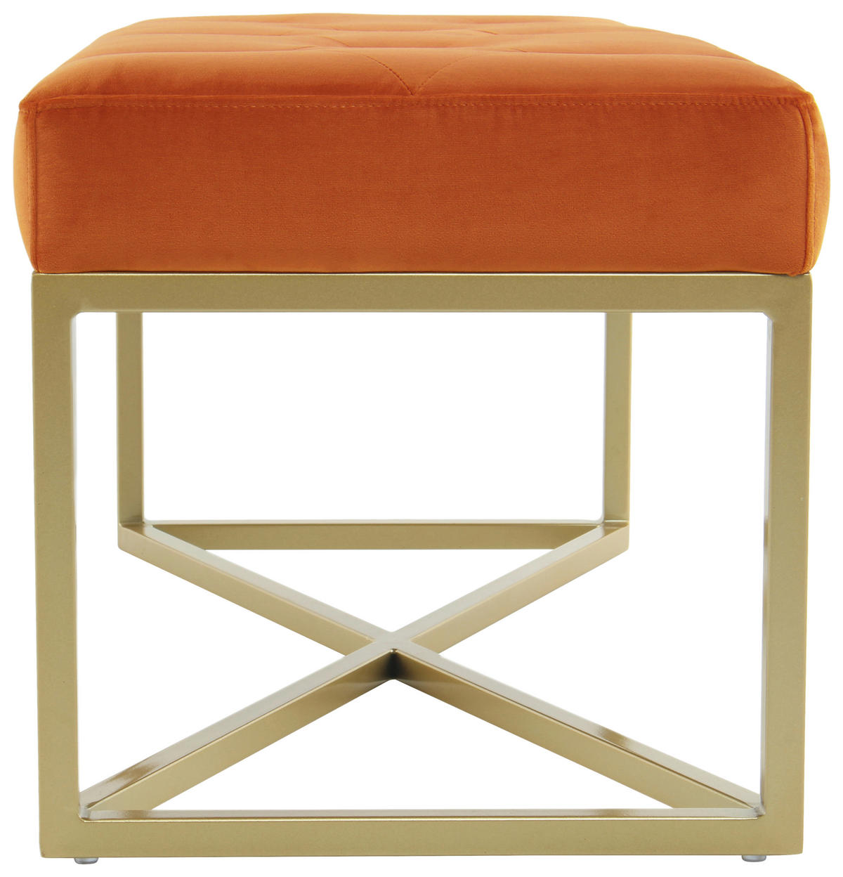 SITZBANK 40/40/90 cm Samt Orange, Goldfarben Sperrholz  - Goldfarben/Orange, Design, Textil/Metall (40/40/90cm) - Kayoom