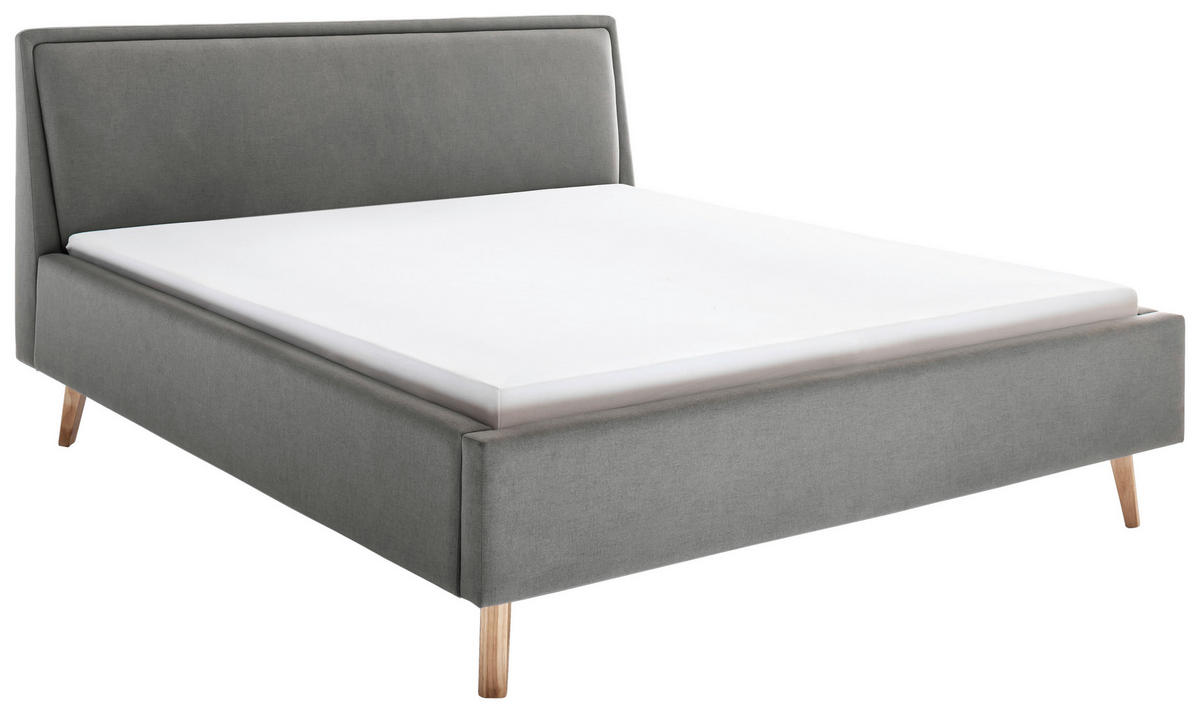 POLSTERBETT 160/200 cm,  in Hellgrau,  - Eichefarben/Hellgrau, KONVENTIONELL, Holz/Textil (160/200cm) - Livetastic