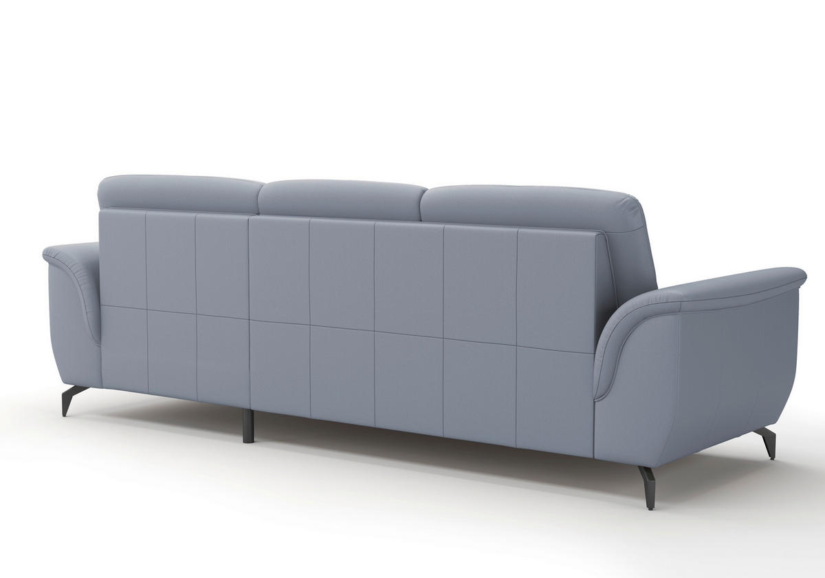 ECKSOFA in Echtleder Graublau  - Graublau/Schwarz, Modern, Leder/Metall (262/164cm) - Sit & More