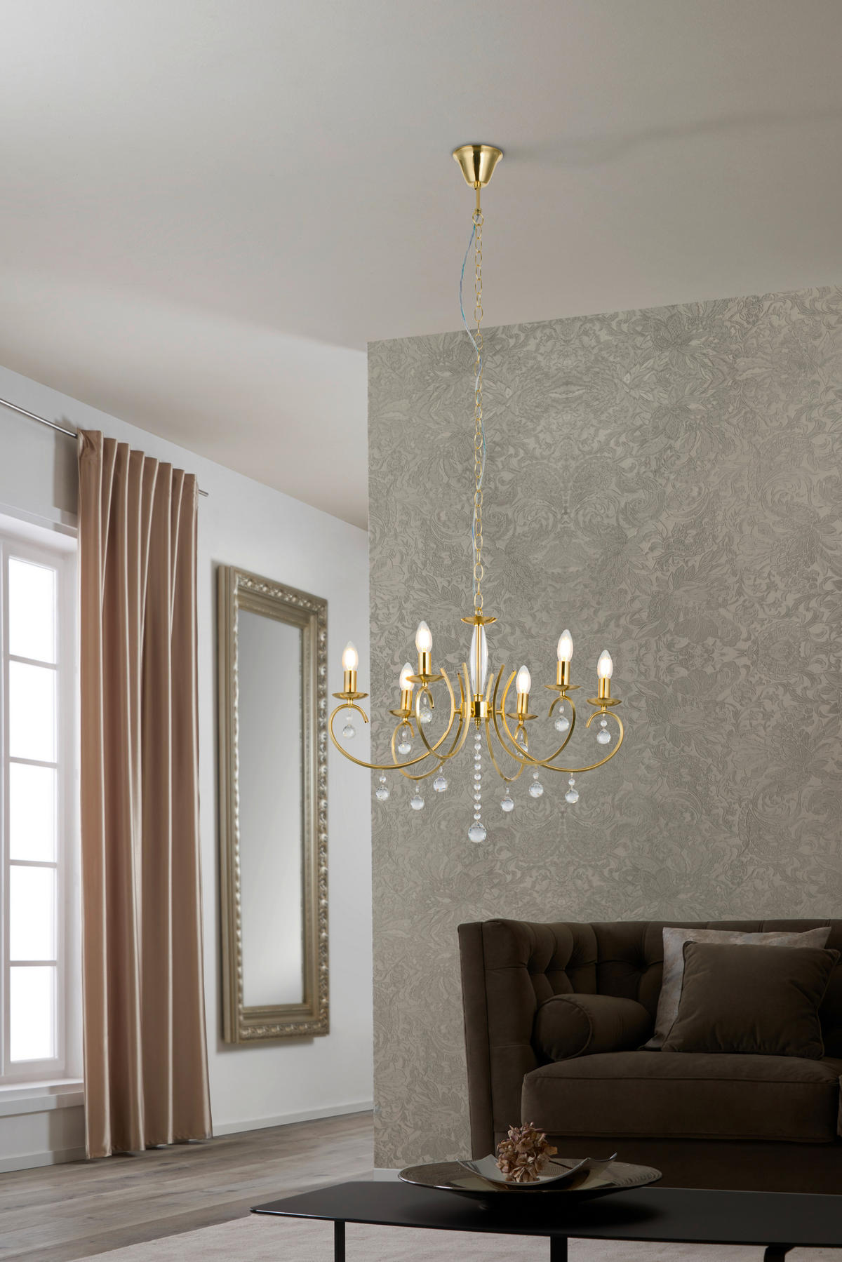 HÄNGELEUCHTE Dalia 62/150 cm  - Klar/Goldfarben, Design, Glas/Metall (62/150cm) - Glandor