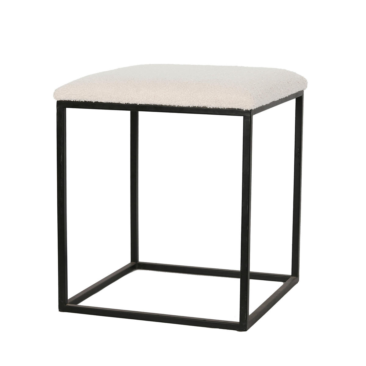 HOCKER Velours Schwarz, Weiß  - Schwarz/Weiß, LIFESTYLE, Textil/Metall (41/44/41cm) - Ambia Home