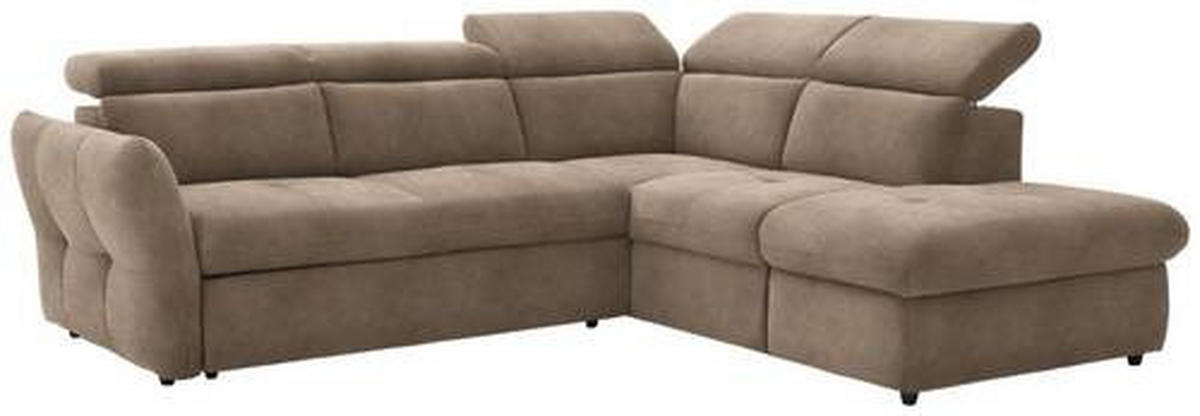 ECKSOFA in Mikrofaser Hellbraun  254/224 cm  - Hellbraun/Schwarz, Design, Kunststoff/Textil (254/224cm) - Stylife
