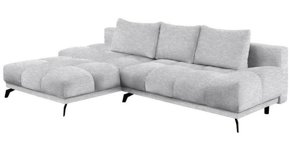 ECKSOFA in Chenille Hellgrau  - Hellgrau/Schwarz, MODERN, Textil/Metall (182/290cm) - Hom`in