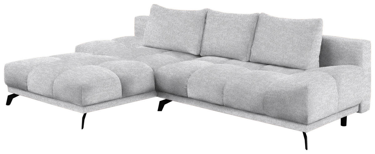 ECKSOFA in Chenille Hellgrau  - Hellgrau/Schwarz, MODERN, Textil/Metall (182/290cm) - Hom`in