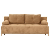 SCHLAFSOFA  mit Liegefunktion, Rücken echt Flachgewebe Cognac  - Cognac/Buchefarben, KONVENTIONELL, Holz/Textil (204/75/100cm) - Carryhome