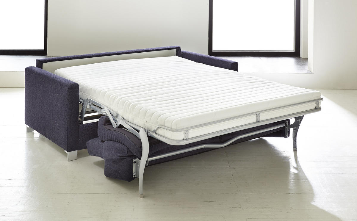 SCHLAFSOFA in Leder Schwarz  - Chromfarben/Schwarz, Konventionell, Leder/Metall (185/82/100/100cm) - Bali
