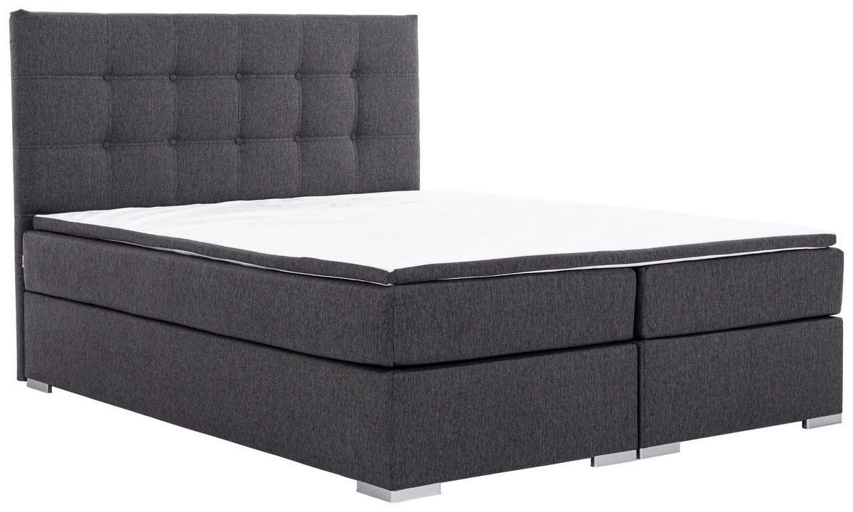 BOXBETT 160/200 cm  in Hellgrau  - Silberfarben/Hellgrau, Modern, Textil (160/200cm) - MID.YOU