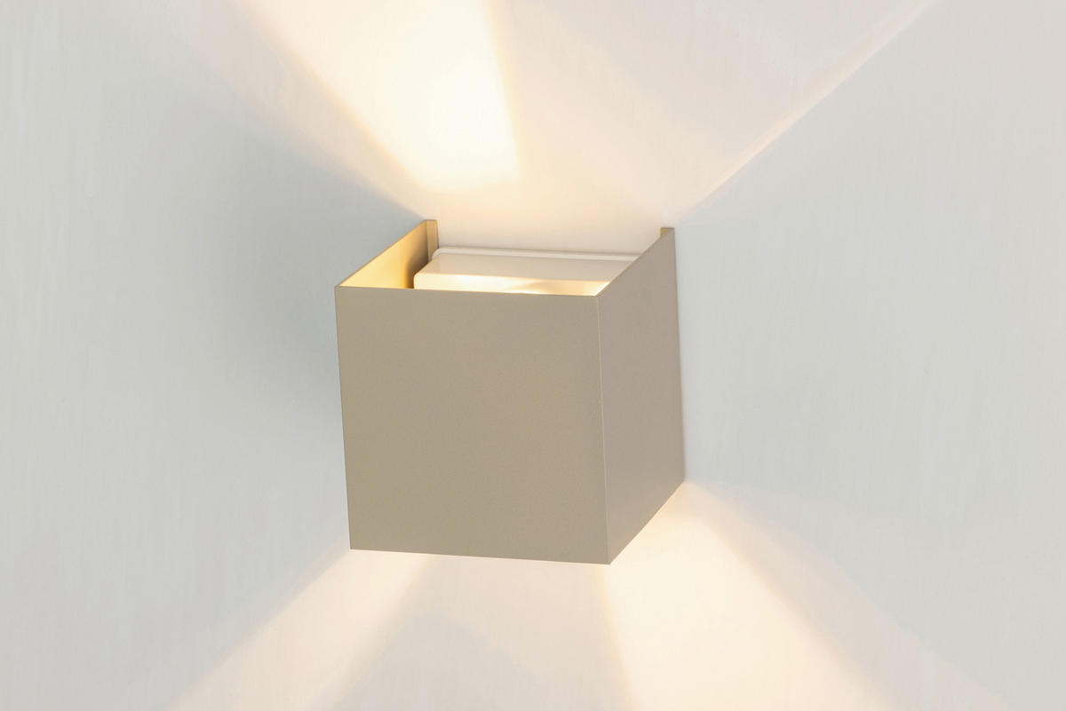 LED-WANDLEUCHTE 10/10/10 cm   - Sandfarben, Basics, Kunststoff/Metall (10/10/10cm) - Novel