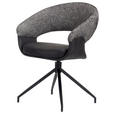 ARMLEHNSTUHL  Sitzfläche 360° drehbar, automatische Rückholfunktion Webstoff, Mikrofaser  - Schwarz/Weiß, Design, Textil/Metall (60/83/62cm) - Novel