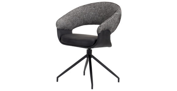 ARMLEHNSTUHL  Sitzfläche 360° drehbar, automatische Rückholfunktion Webstoff, Mikrofaser  - Schwarz/Weiß, Design, Textil/Metall (60/83/62cm) - Novel