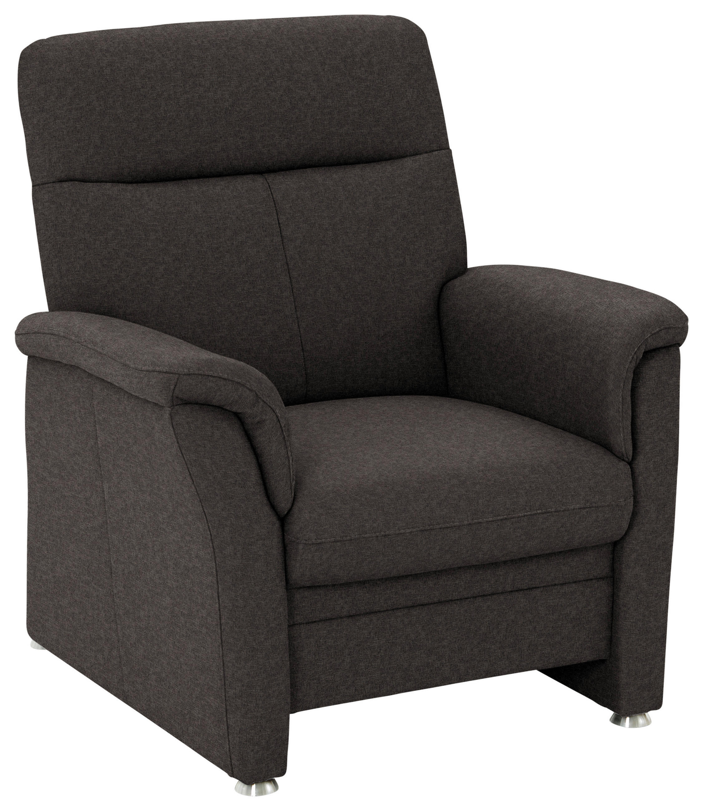 SESSEL 90/100/89 cm  in Flachgewebe Dunkelbraun  - Dunkelbraun/Alufarben, KONVENTIONELL, Textil/Metall (90/100/89cm) - Beldomo Comfort