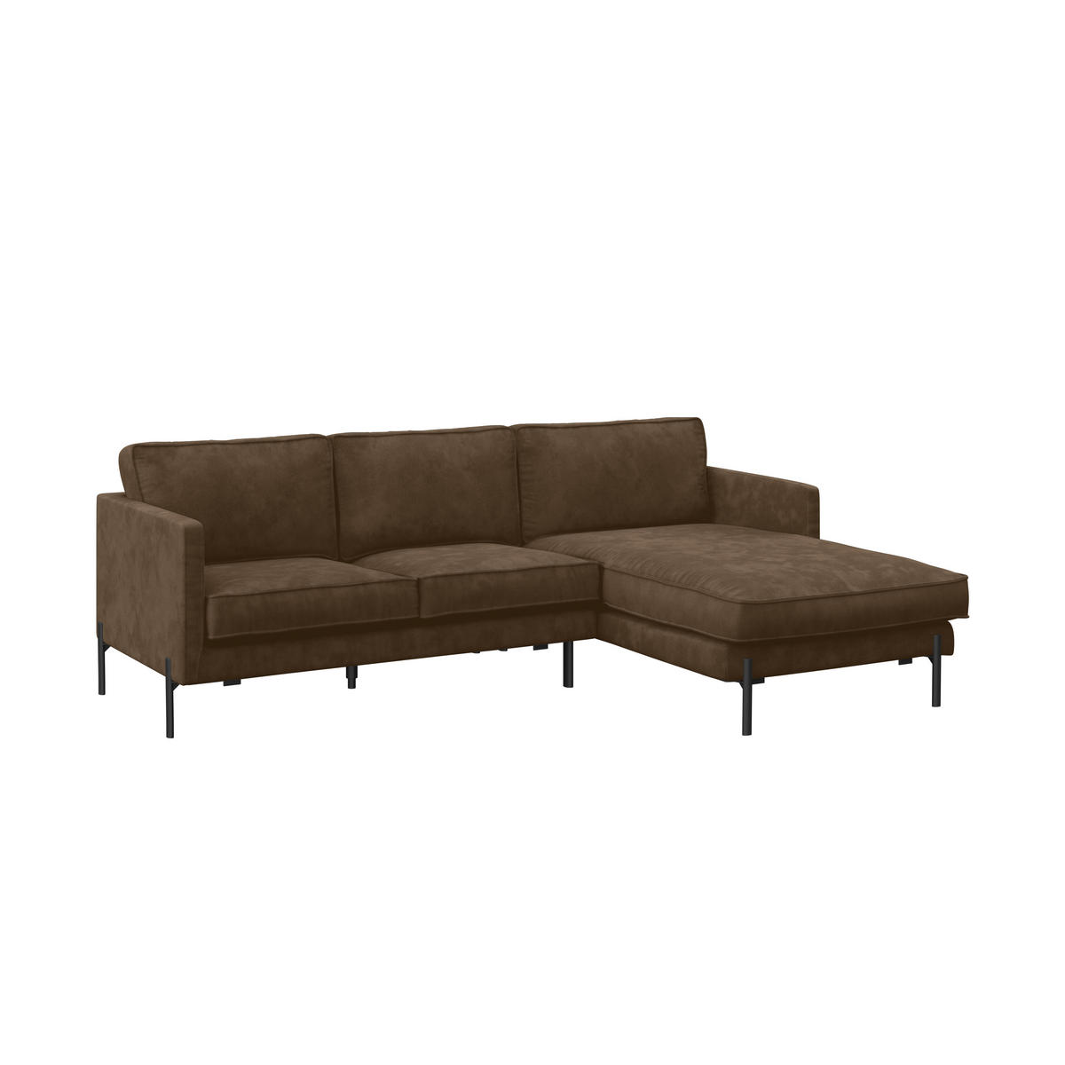ECKSOFA in Flachgewebe Braun  - Schwarz/Braun, Trend, Textil/Metall (232/154cm) - Livetastic