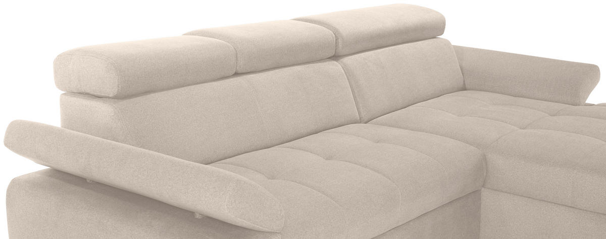 ECKSOFA in Velours Beige  - Beige/Silberfarben, Design, Holz/Textil (292/183cm) - Livetastic