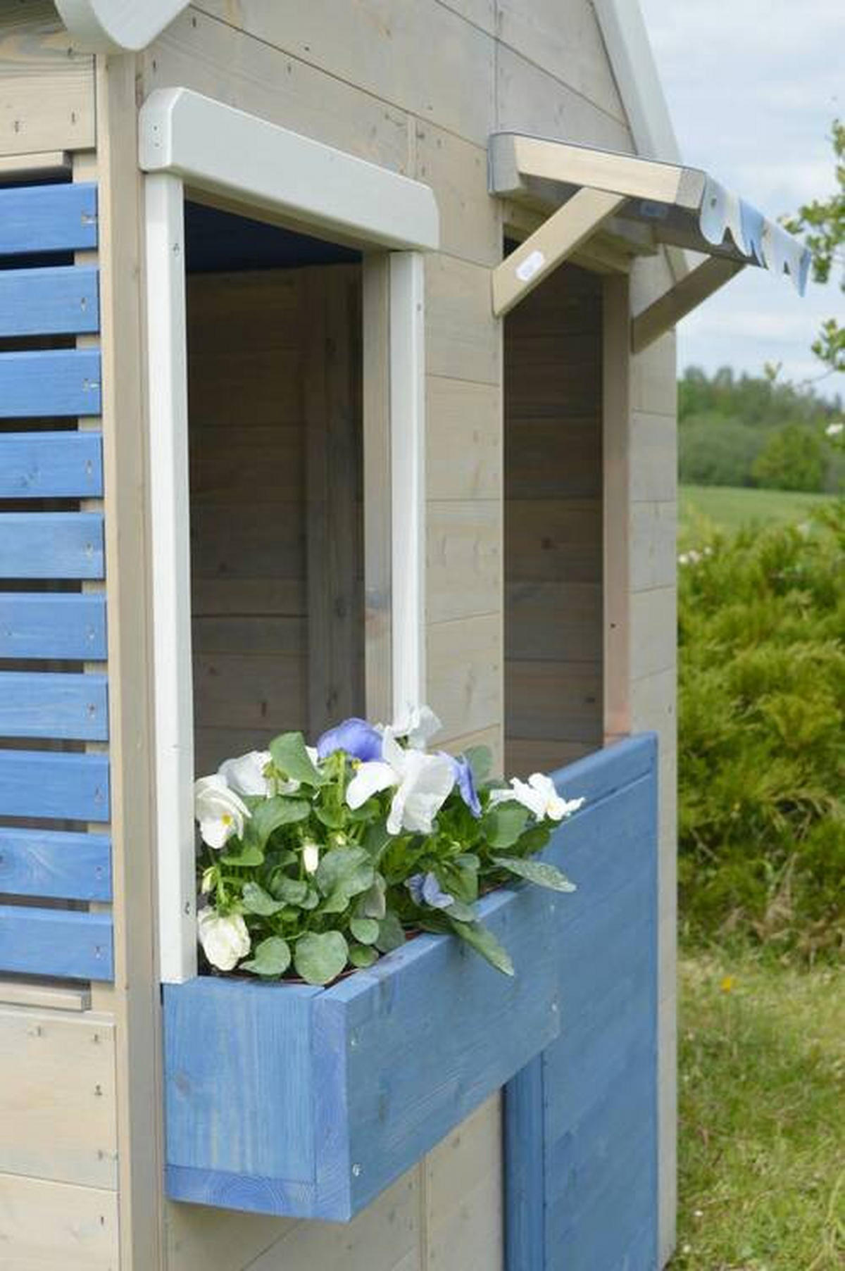 SPIELHAUS 120/155/120 cm  - Blau/Naturfarben, KONVENTIONELL, Holz (120/155/120cm) - Ambia Garden