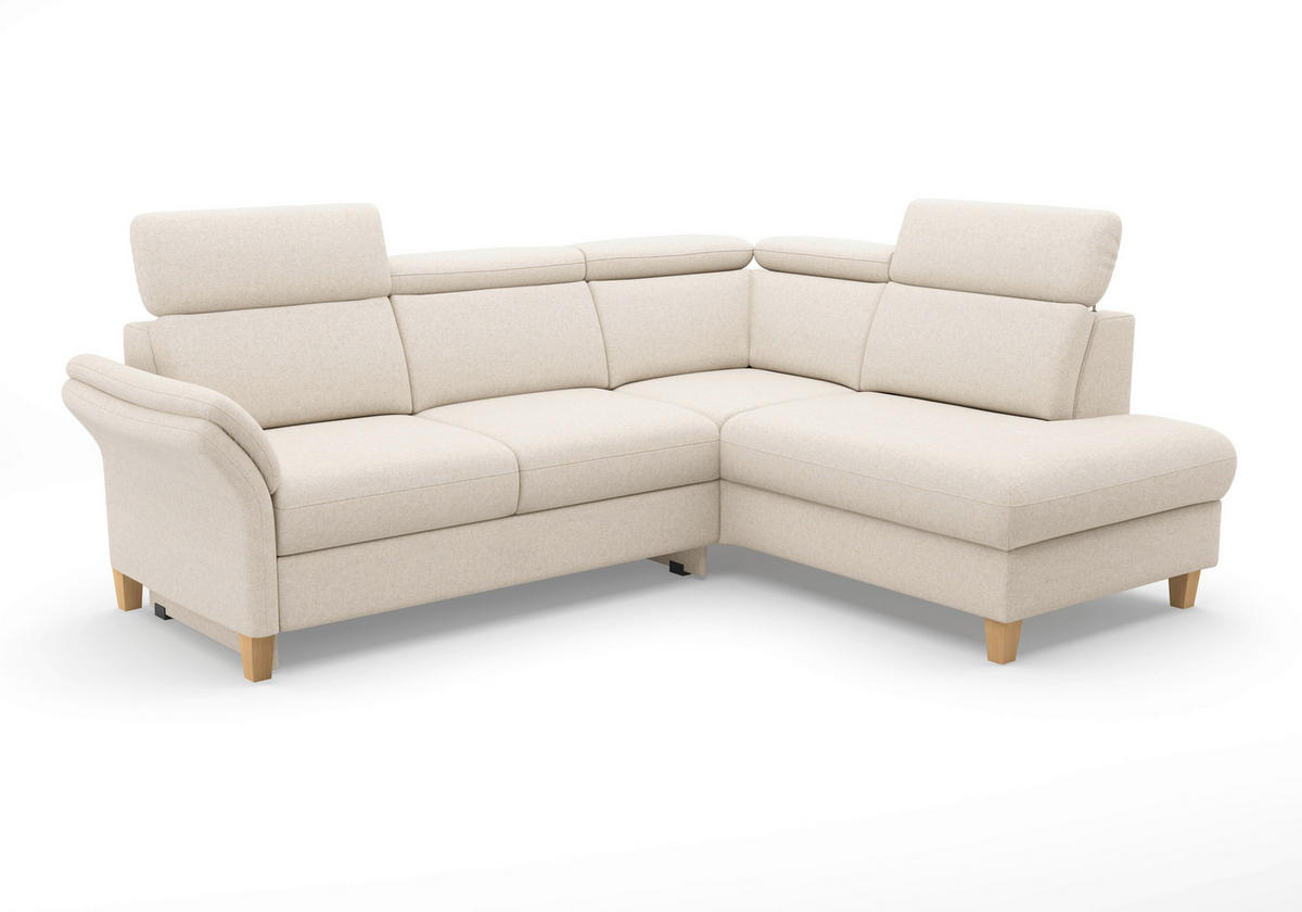 ECKSOFA GLENDALE E Creme Flachgewebe  - Eichefarben/Creme, KONVENTIONELL, Holz/Textil (247/193cm) - Sit & More
