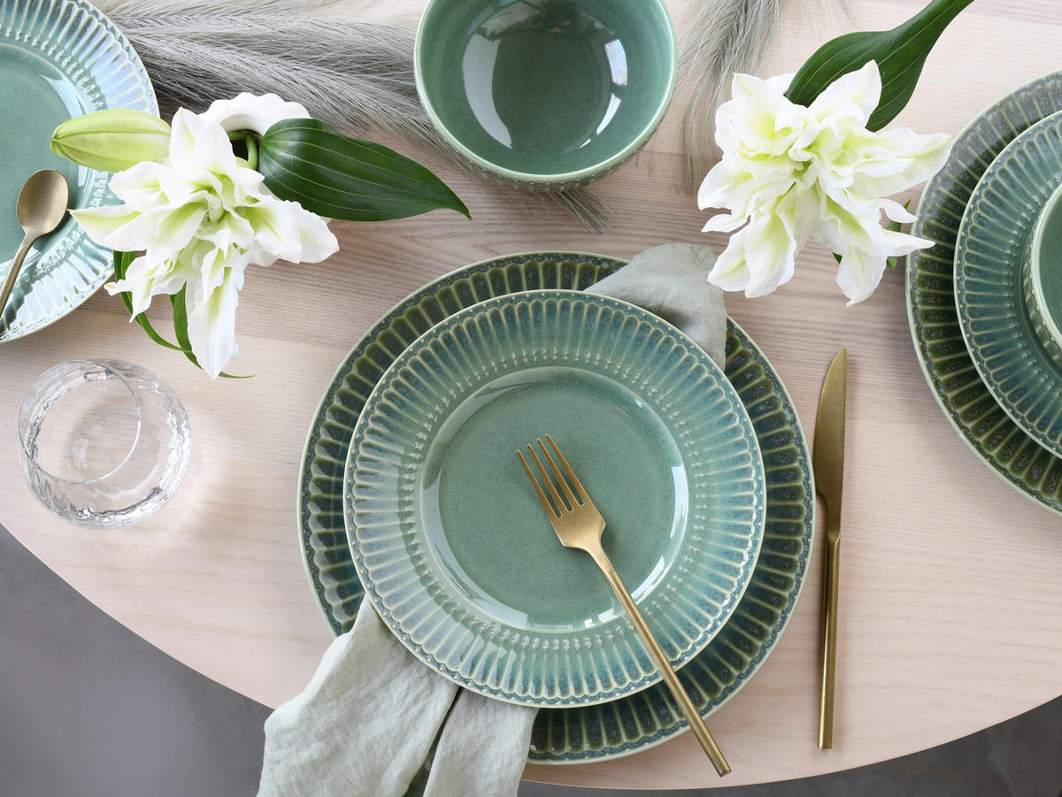 TAFELSERVICE Salbeigrün Celadon Grün 12-teilig  - Salbeigrün, Basics, Keramik - Creatable