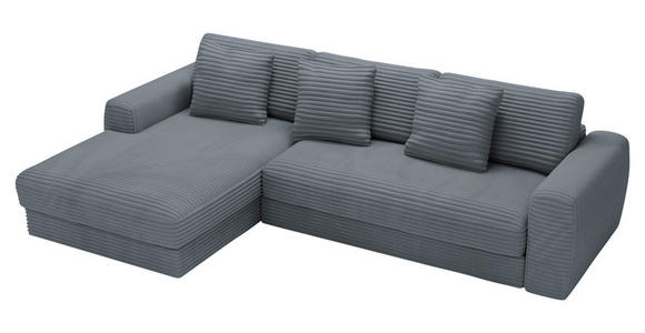 ECKSOFA in Cord Grau  182/302 cm  - Schwarz/Grau, MODERN, Kunststoff/Textil (182/302cm) - Carryhome